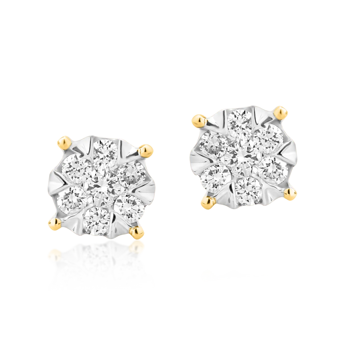 18K white-yellow gold earrings with 0.34ct diamonds