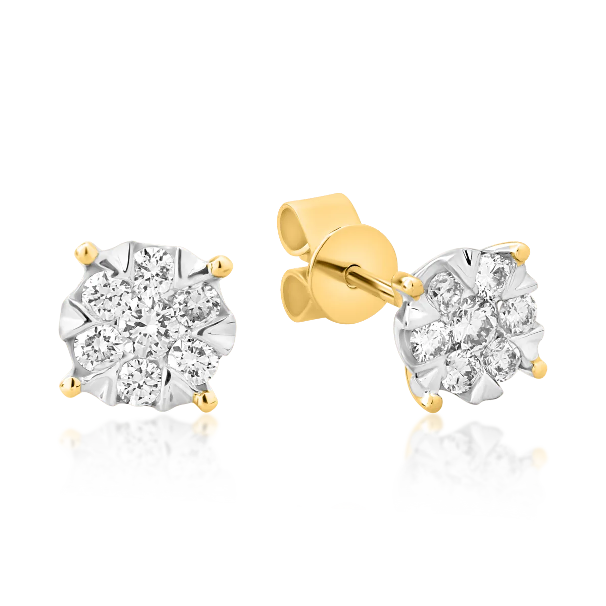 18K white-yellow gold earrings with 0.34ct diamonds