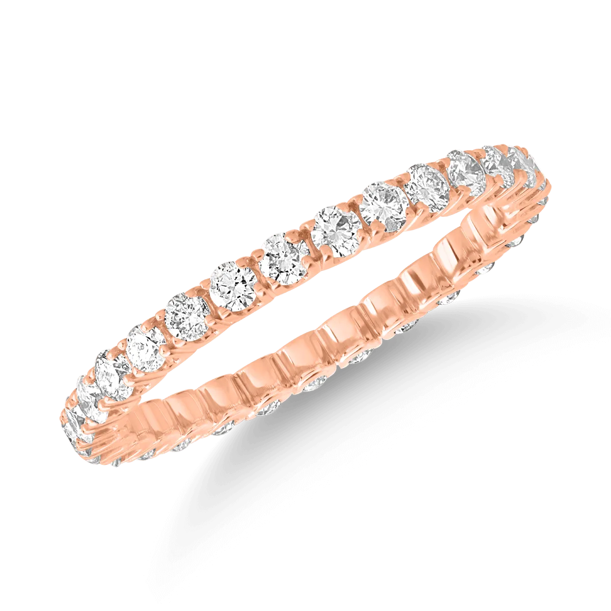 18K rose gold ring with diamonds of 1ct