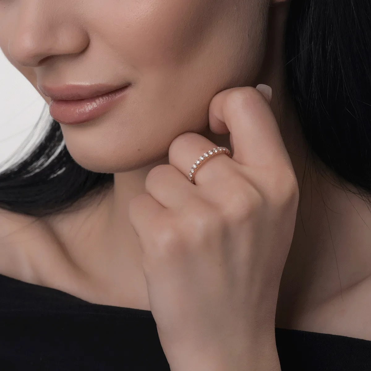 Gyűrű 18K-os rózsaszín aranyból 1ct gyémánttal. Gramm: 2,30