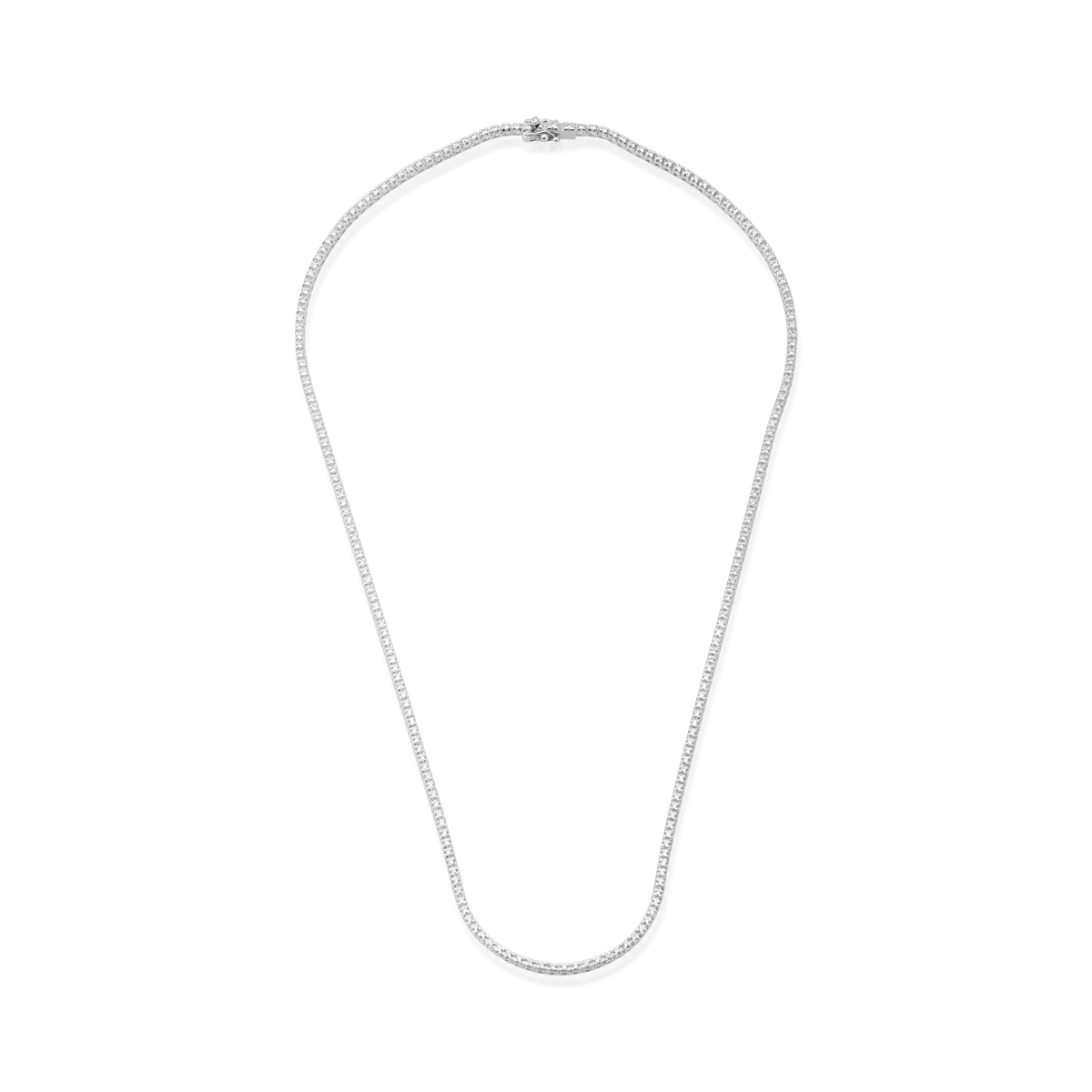 Colier tennis din aur alb cu diamante de 2ct