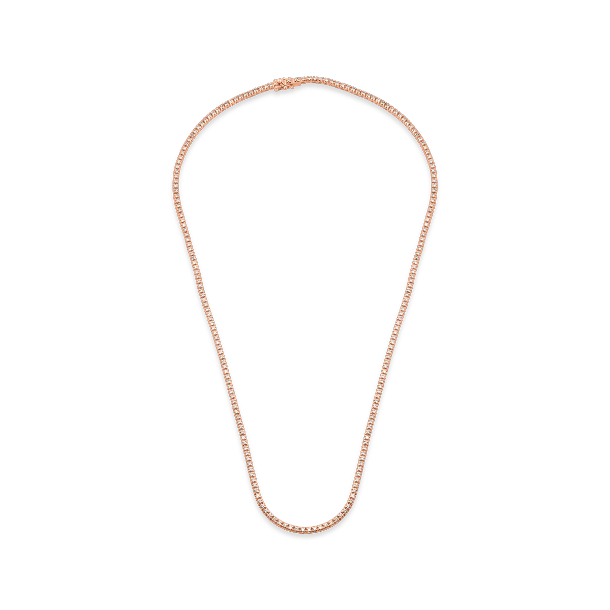 Colier tennis din aur roz de 18K cu diamante de 2ct