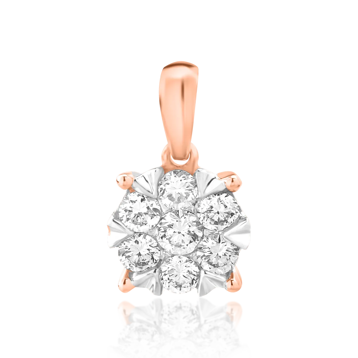 Pandantiv din aur roz de 18K cu diamante de 0.2ct