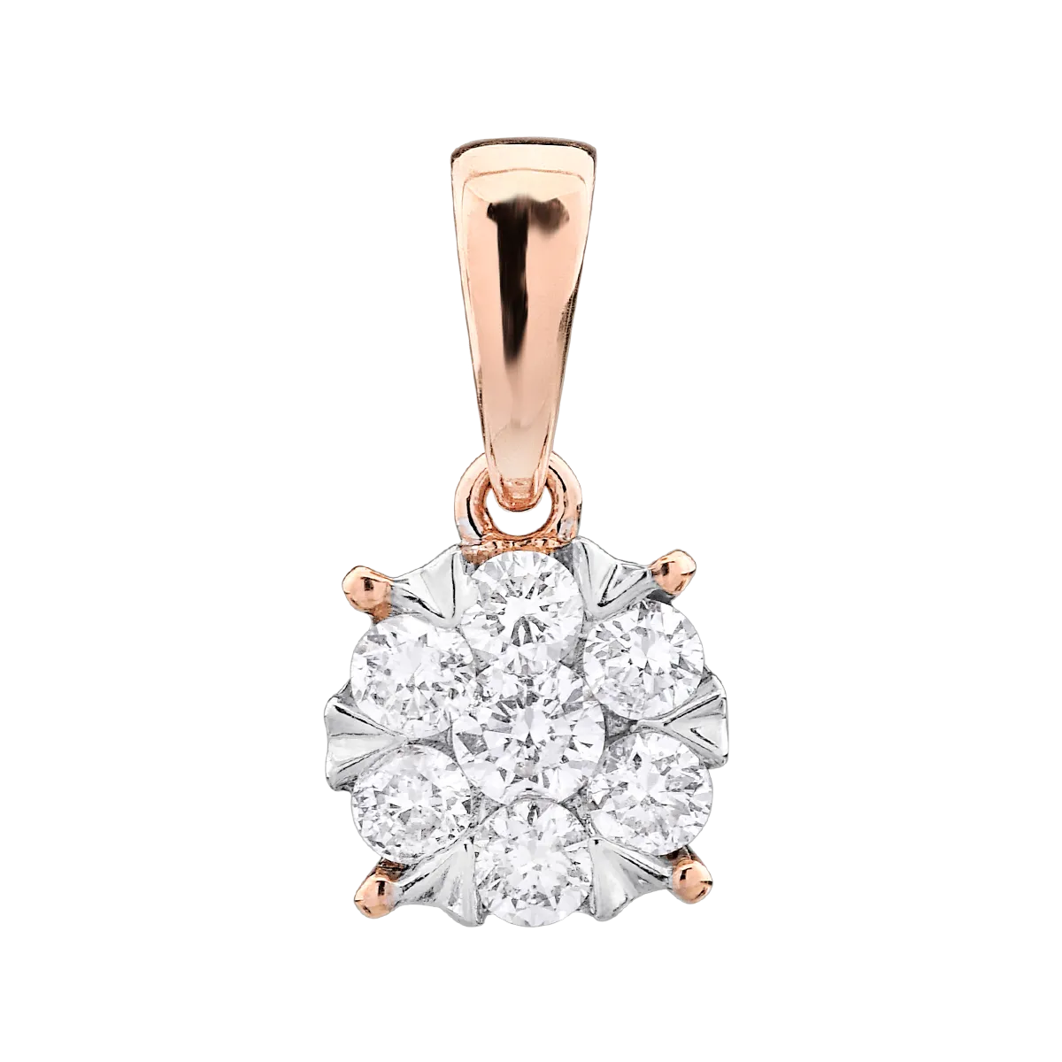 Медальон от бяло розово злато 18 карата с диаманти 0,2 карата