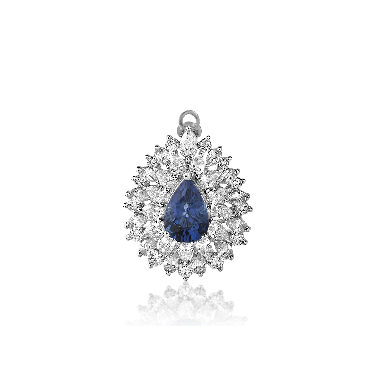 18K white gold pendant with sapphire of 1.98ct and diamonds of 1.9ct