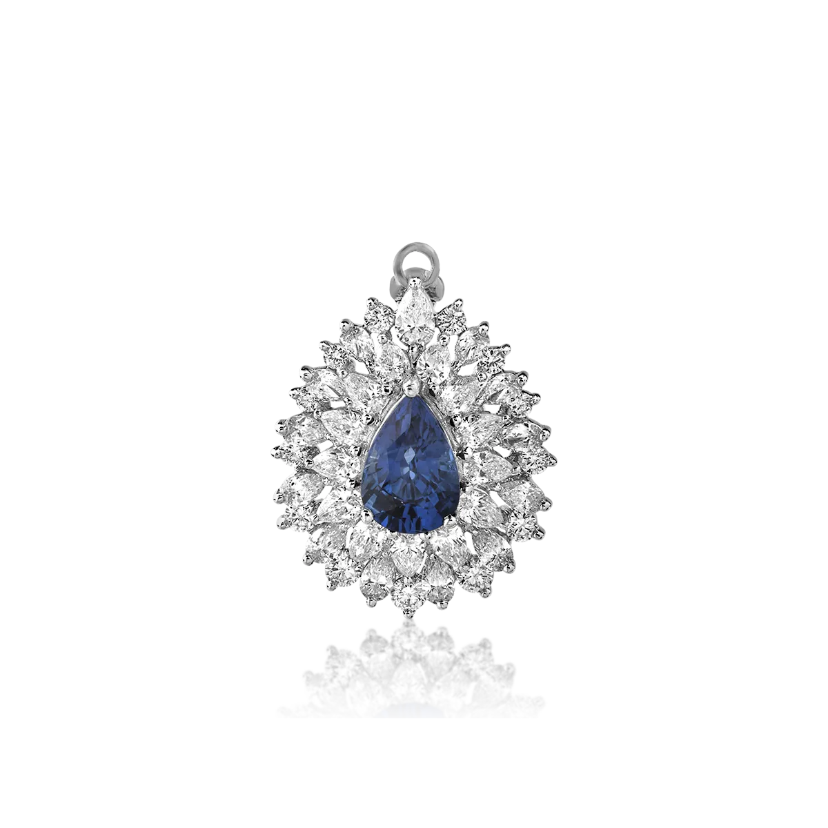 Pandant din aur alb de 18K cu safir de 1.98ct si diamante de 1.9ct-52945
