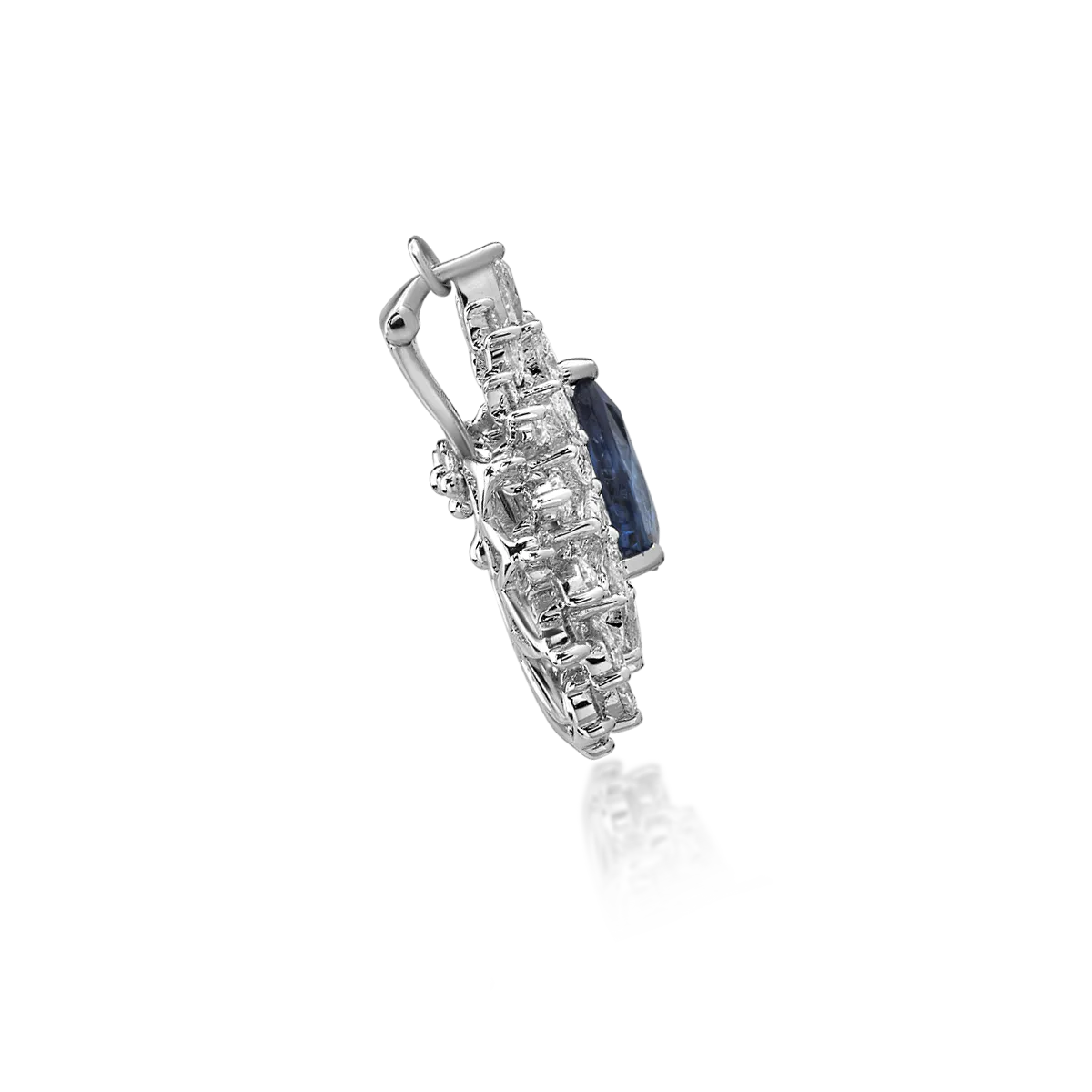 Pandant din aur alb de 18K cu safir de 1.98ct si diamante de 1.9ct