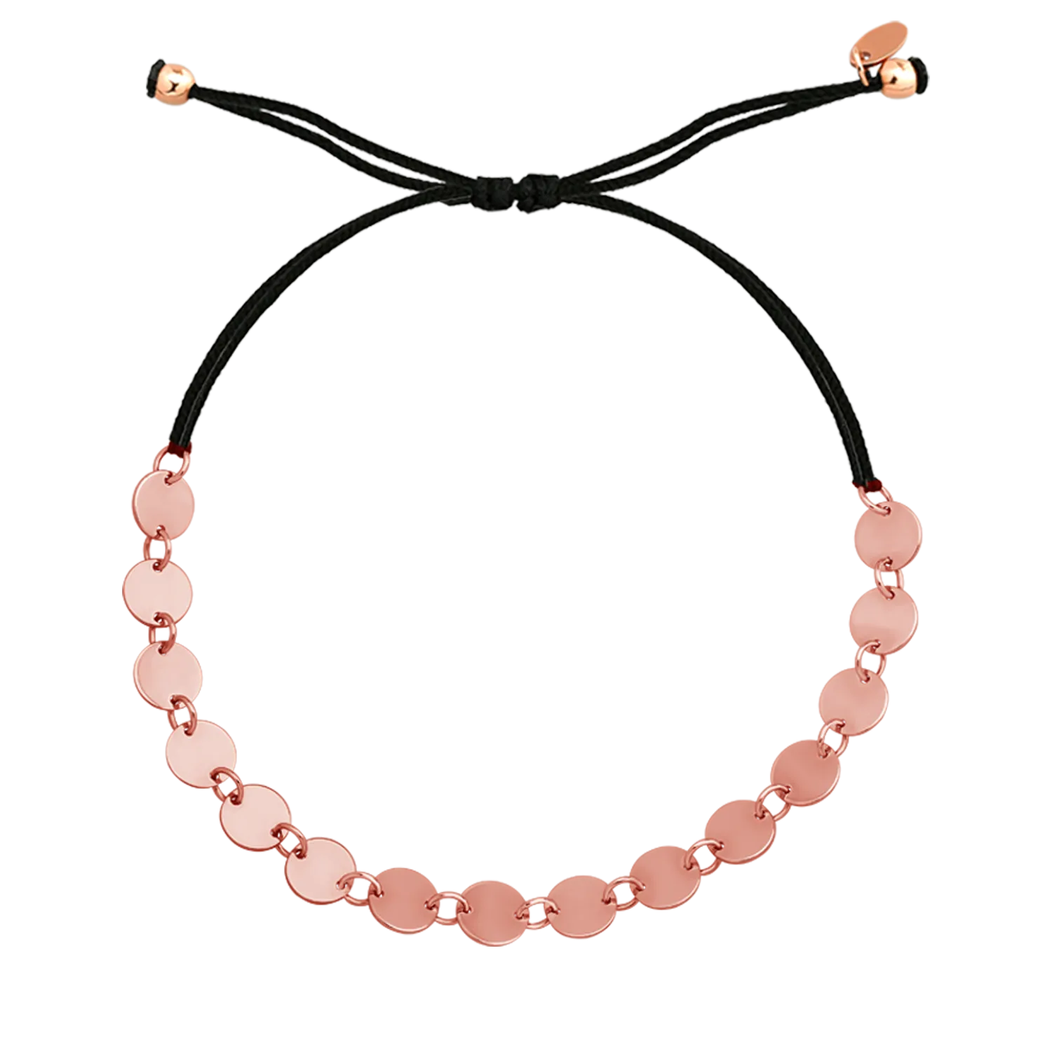 Bratara cu snur negru din aur roz