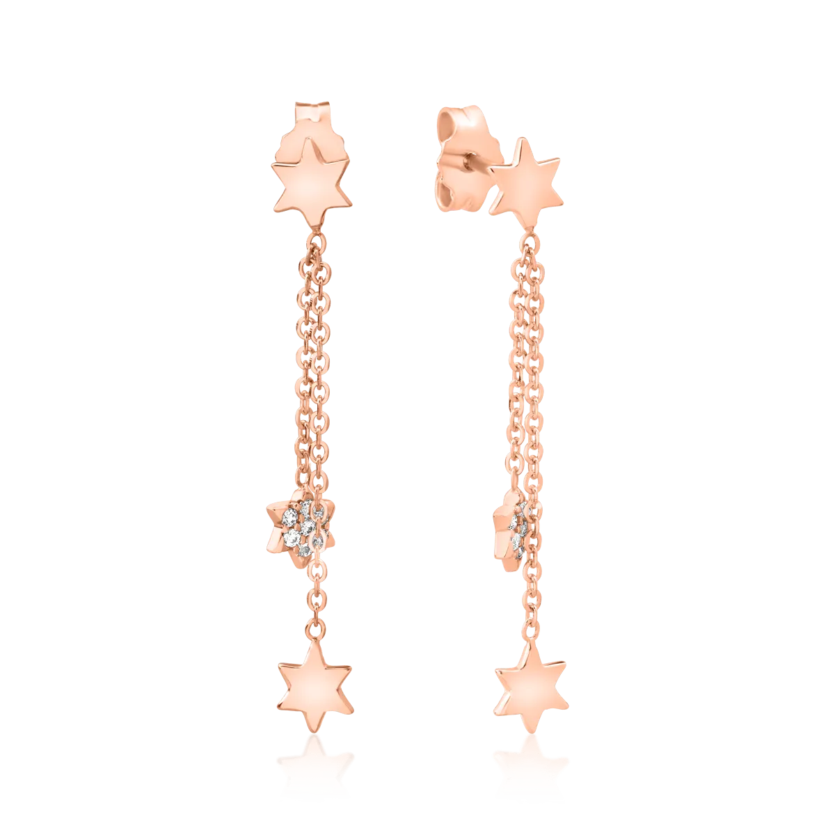 Fülbevaló csillagokkal 14K-os rózsaszín aranyból