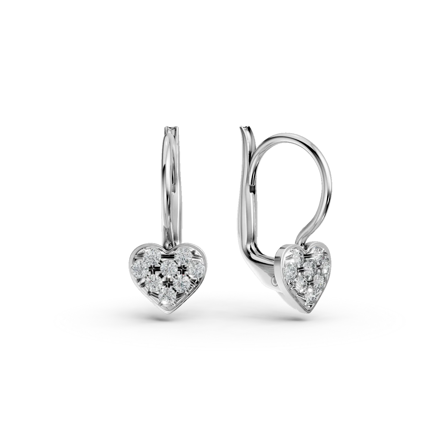 Cercei cu inimioare din aur alb