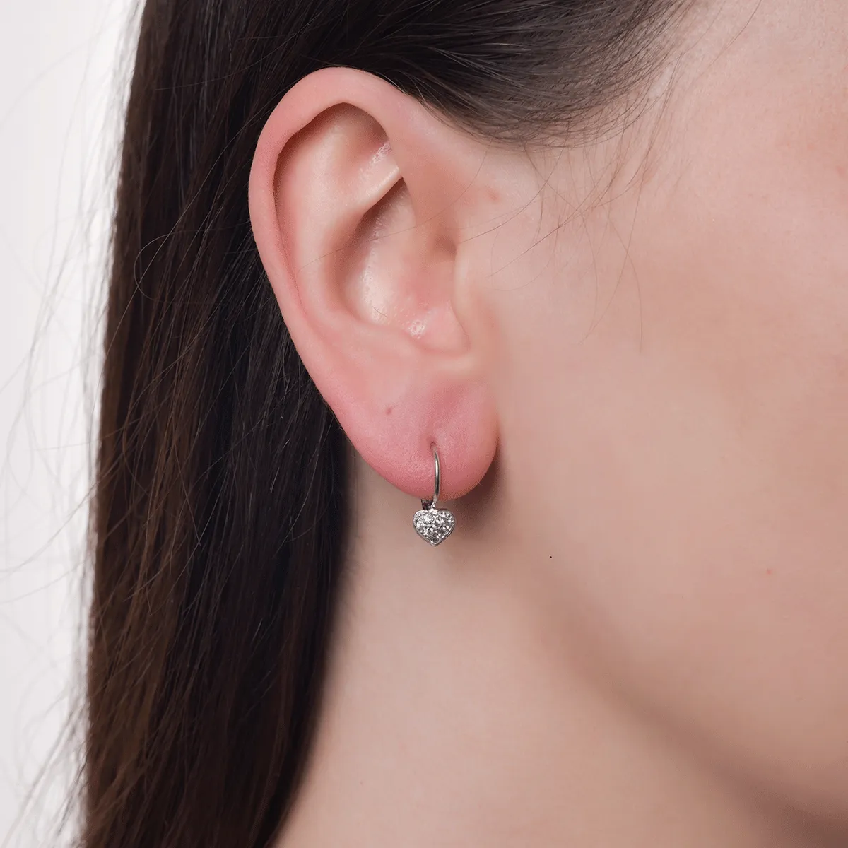 14K бели златни обеци