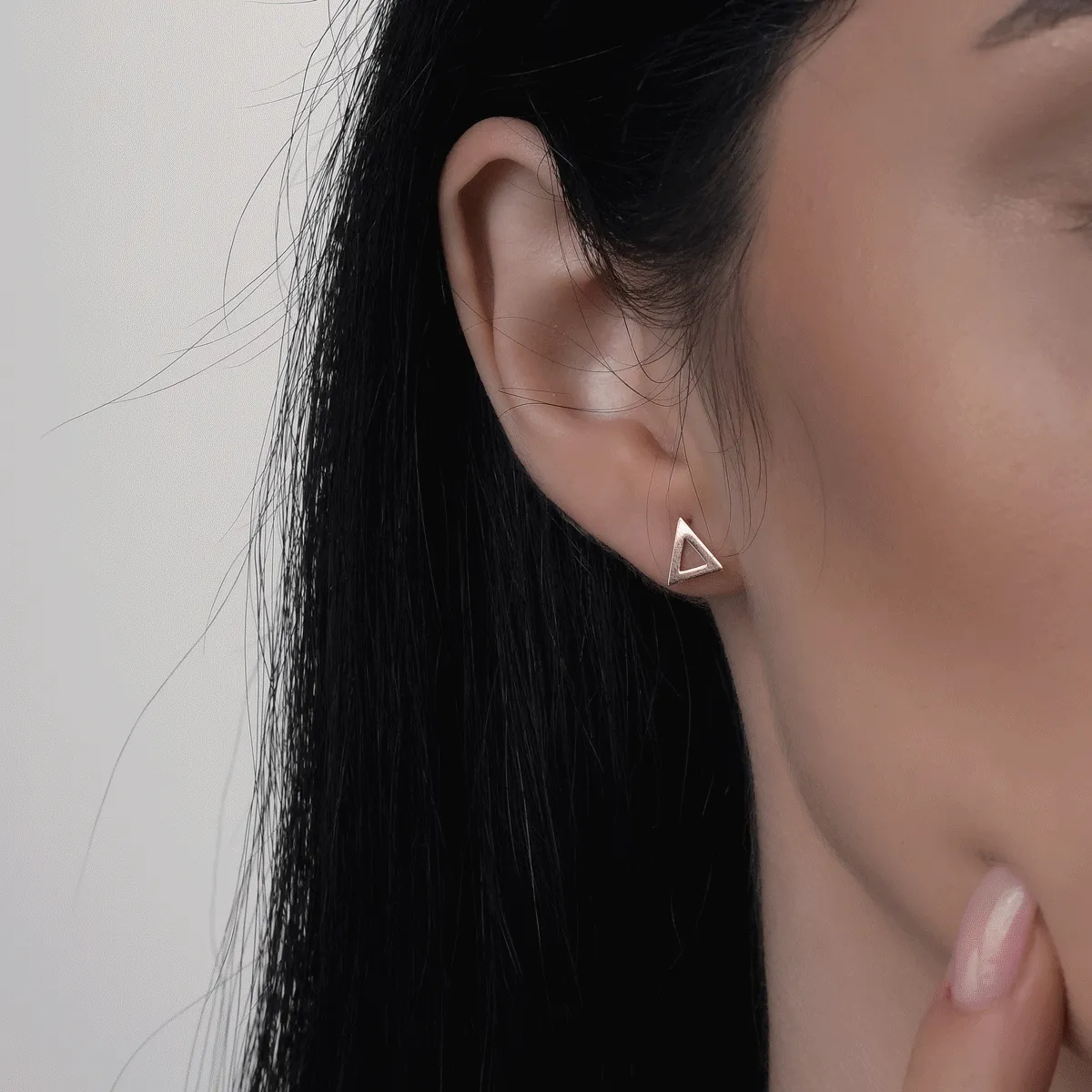 Cercei triunghiulari din aur roz de 14K