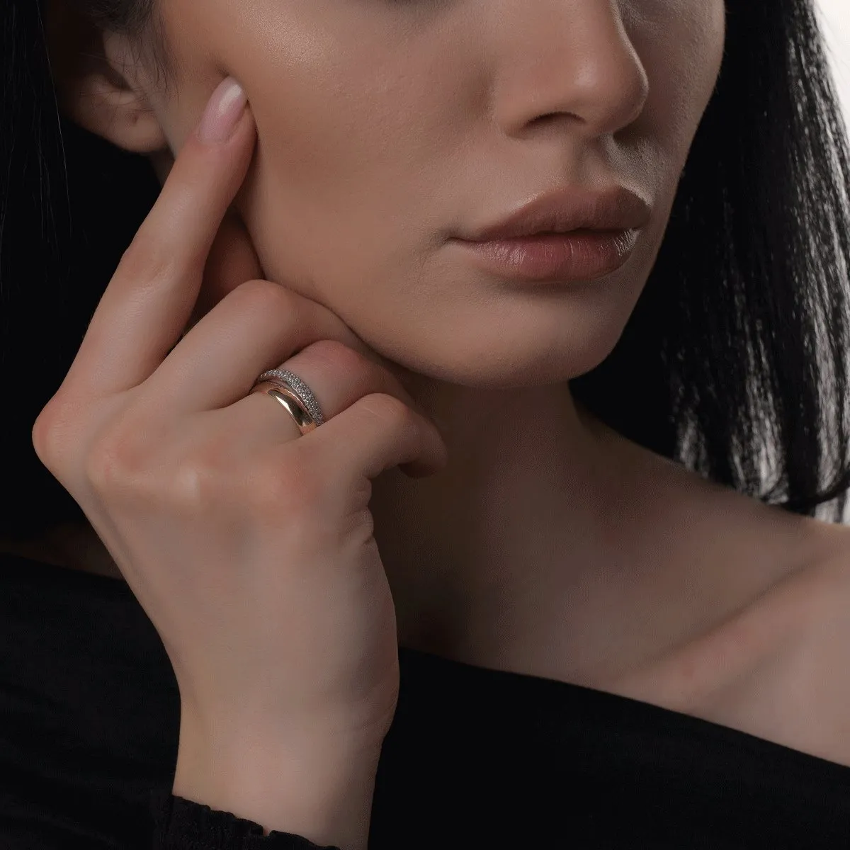 14K biało-żółty złoty pierścionek