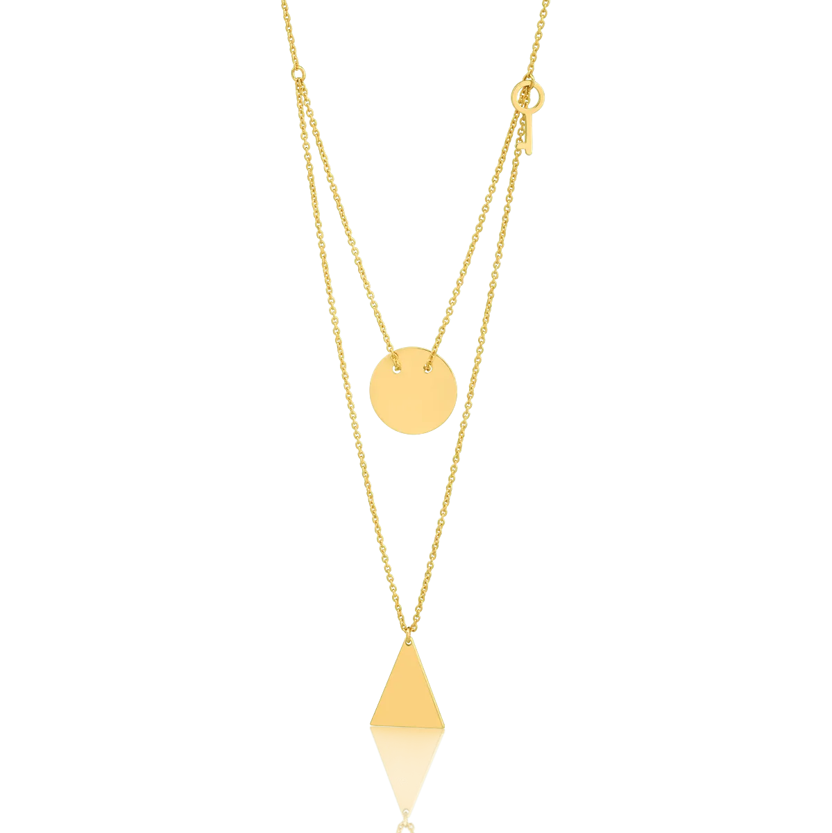 14K yellow gold geometric pendants chain