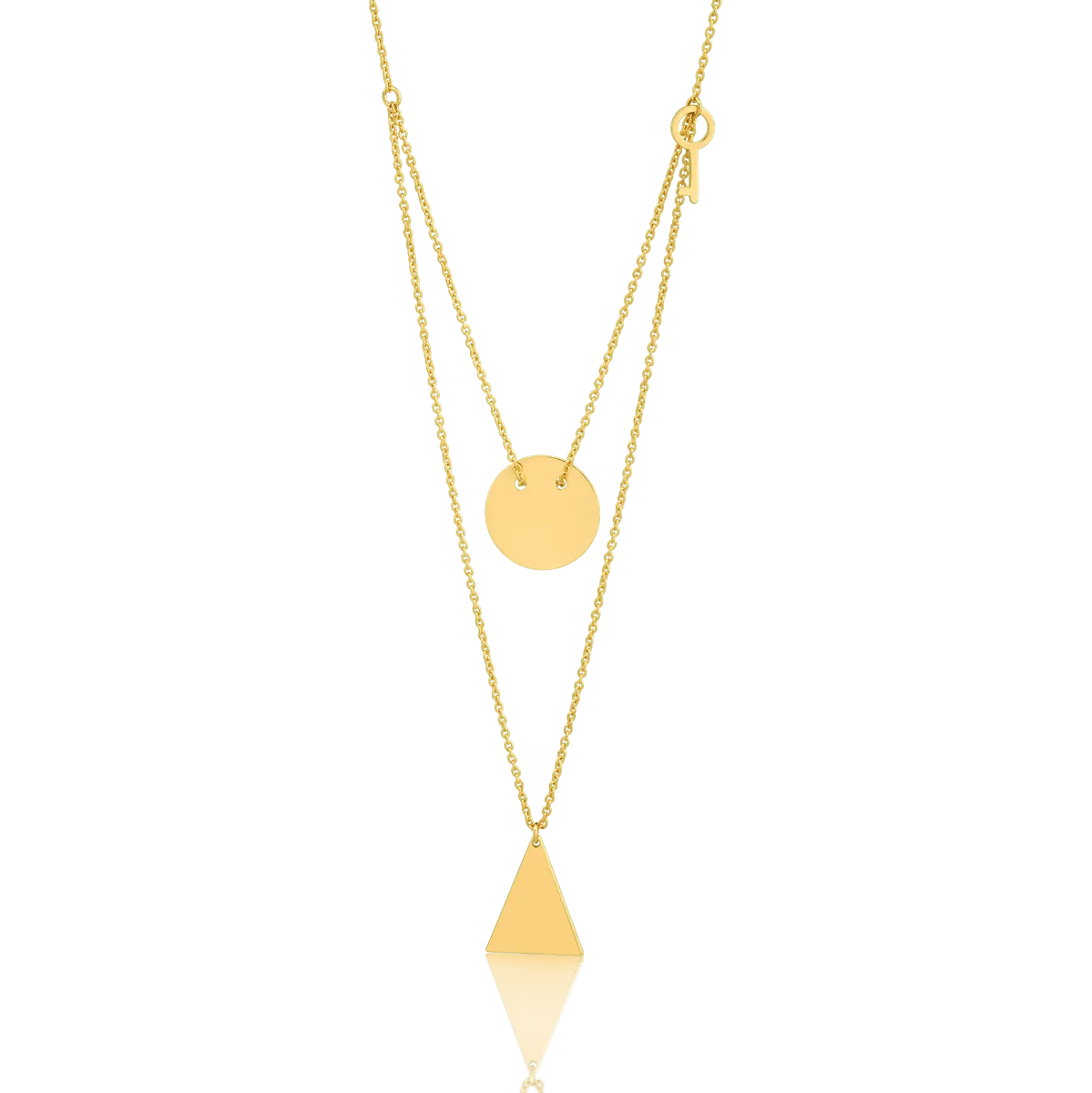 Lant cu pandantive geometrice din aur galben de 14K