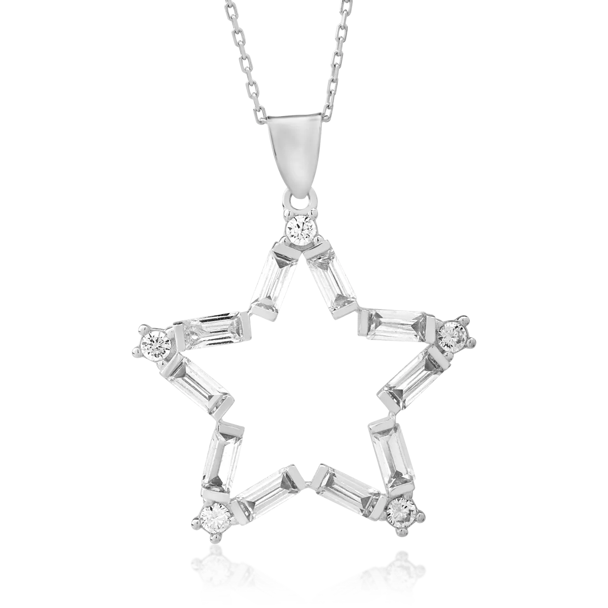 14K white gold star pendant necklace