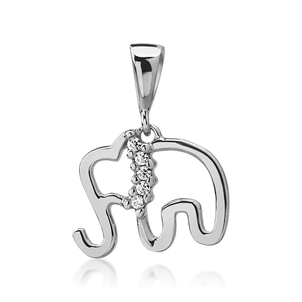14K white gold elephant pendant