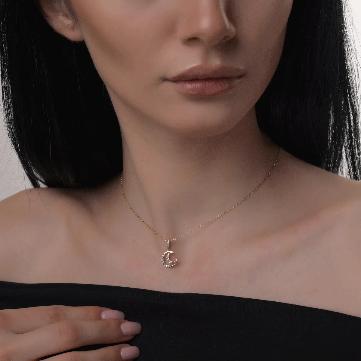 Висулка полумесец от 14K жълто злато