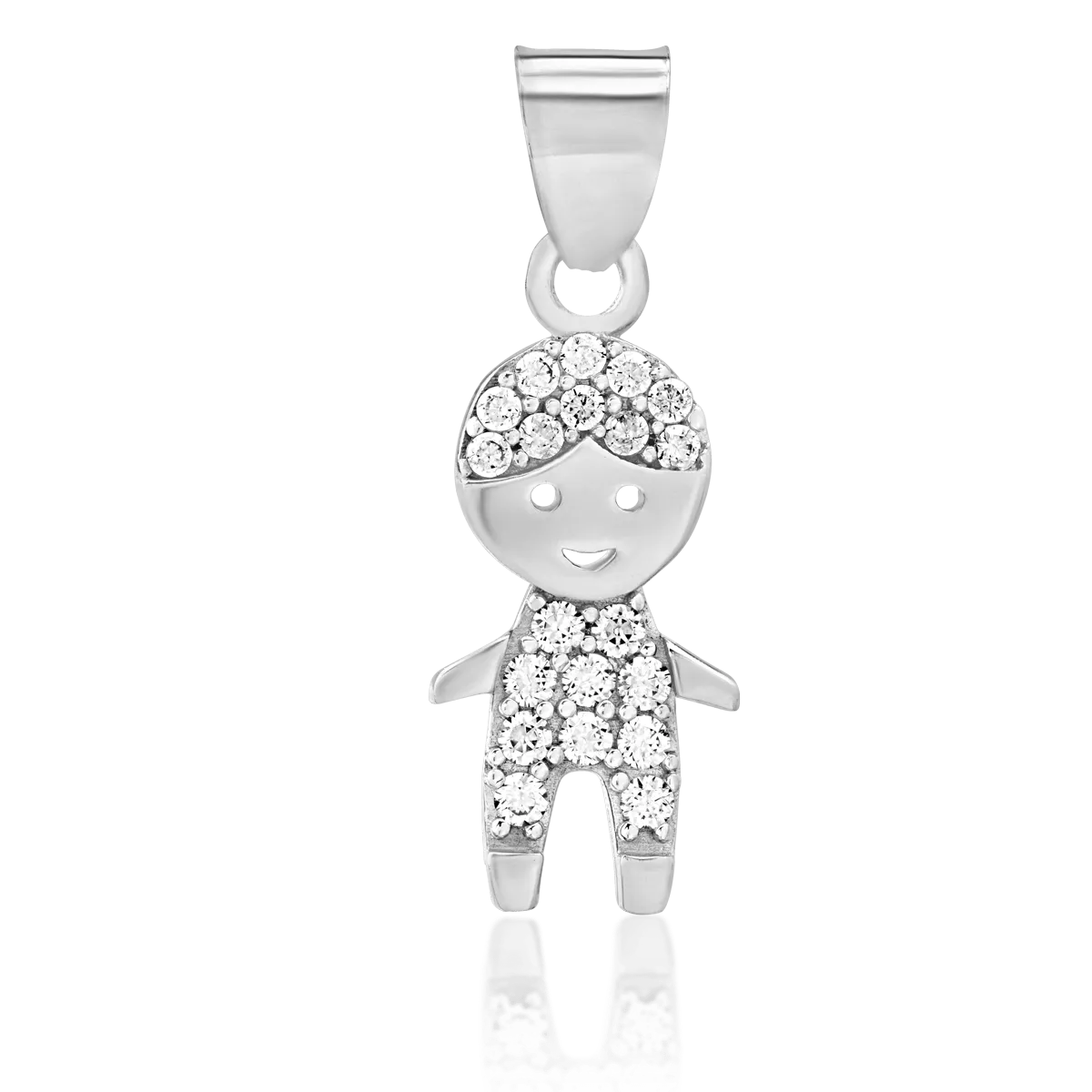 14K white gold little boy pendant