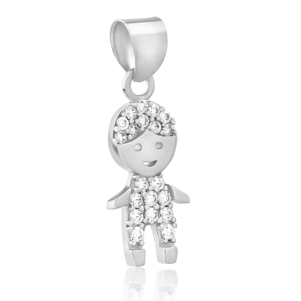 14K white gold little boy pendant