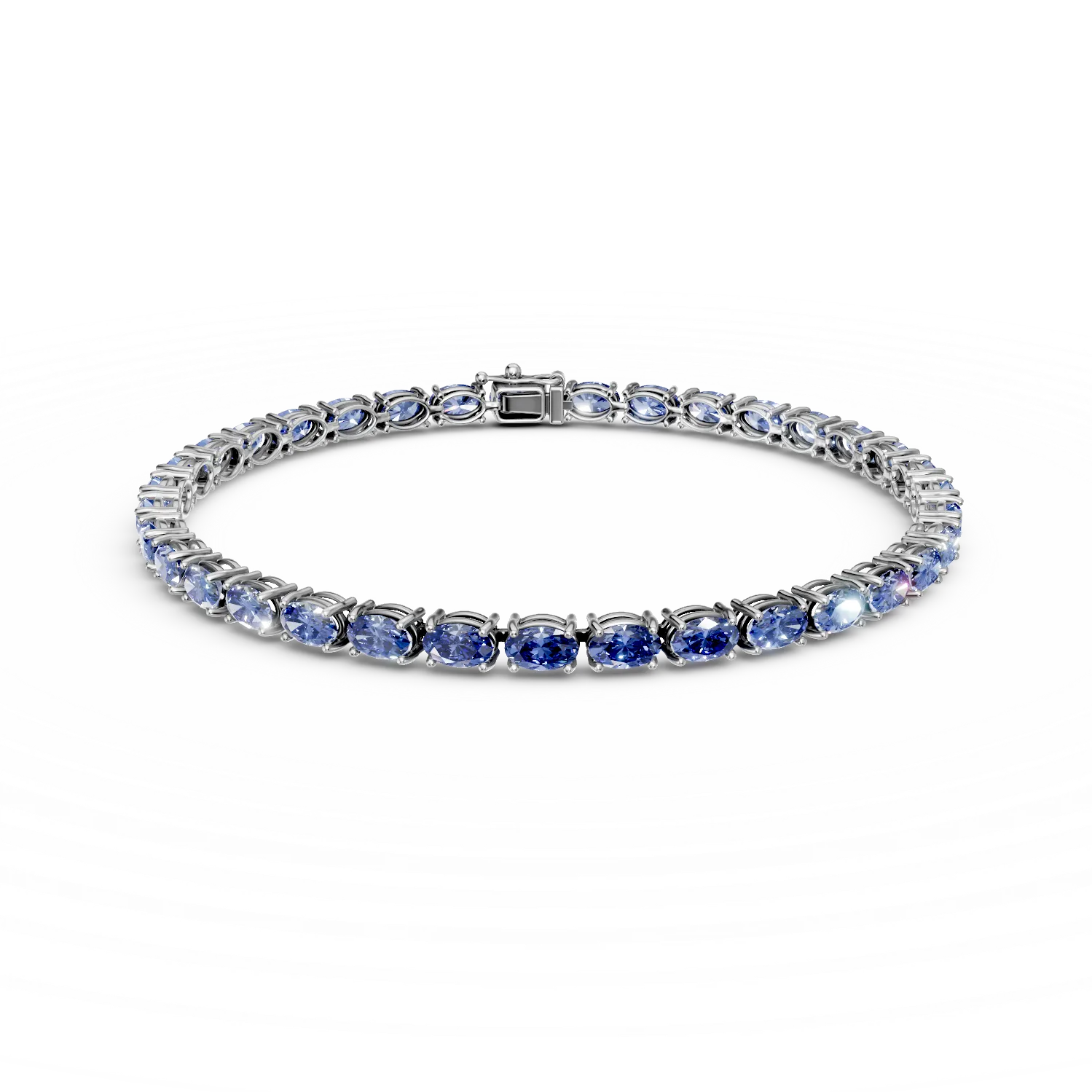 Bratara tennis din aur alb cu tanzanite ovale de 8.04ct