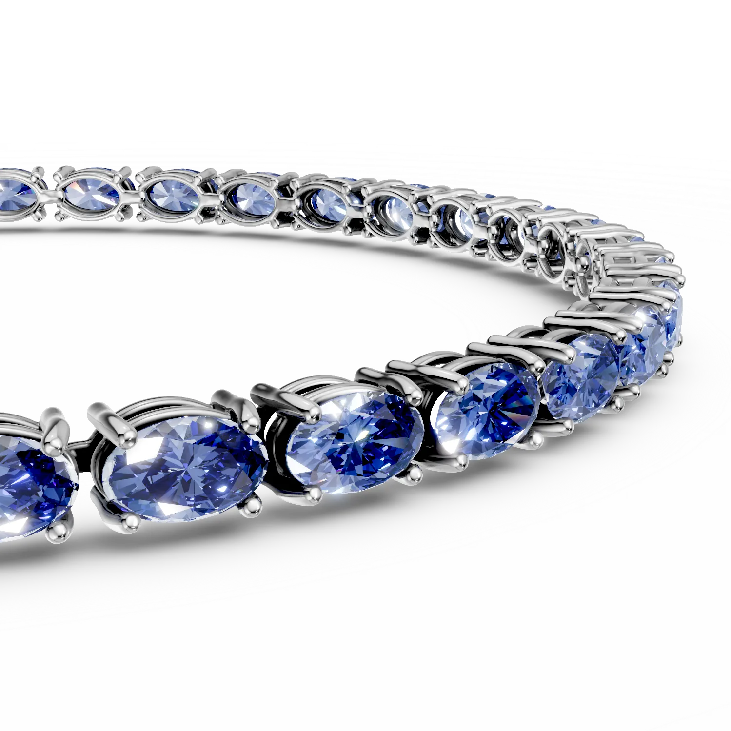 Tenisz fehér 14k arany karkötő tanzanite 8,04ct