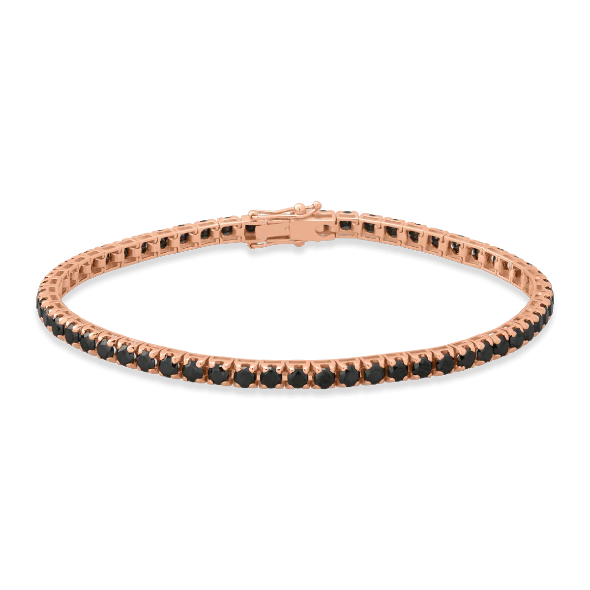 18K rose gold tennis bracelet with 8.45ct black diamonds