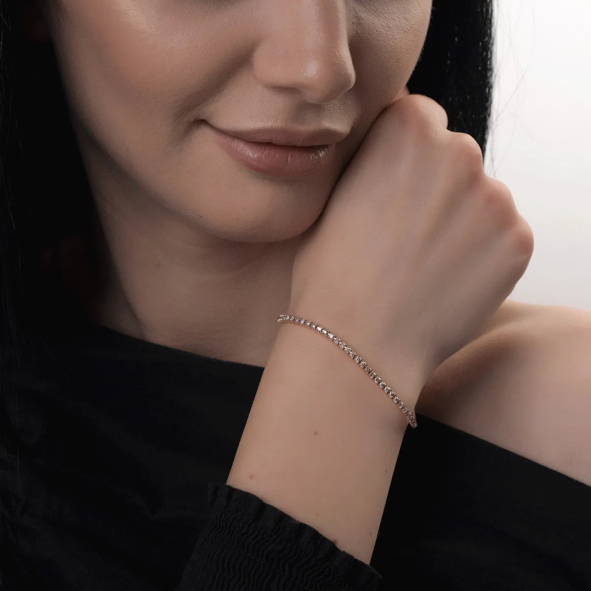 Гривна за тенис от 18K розово злато с 1.6ct кафяви диаманти