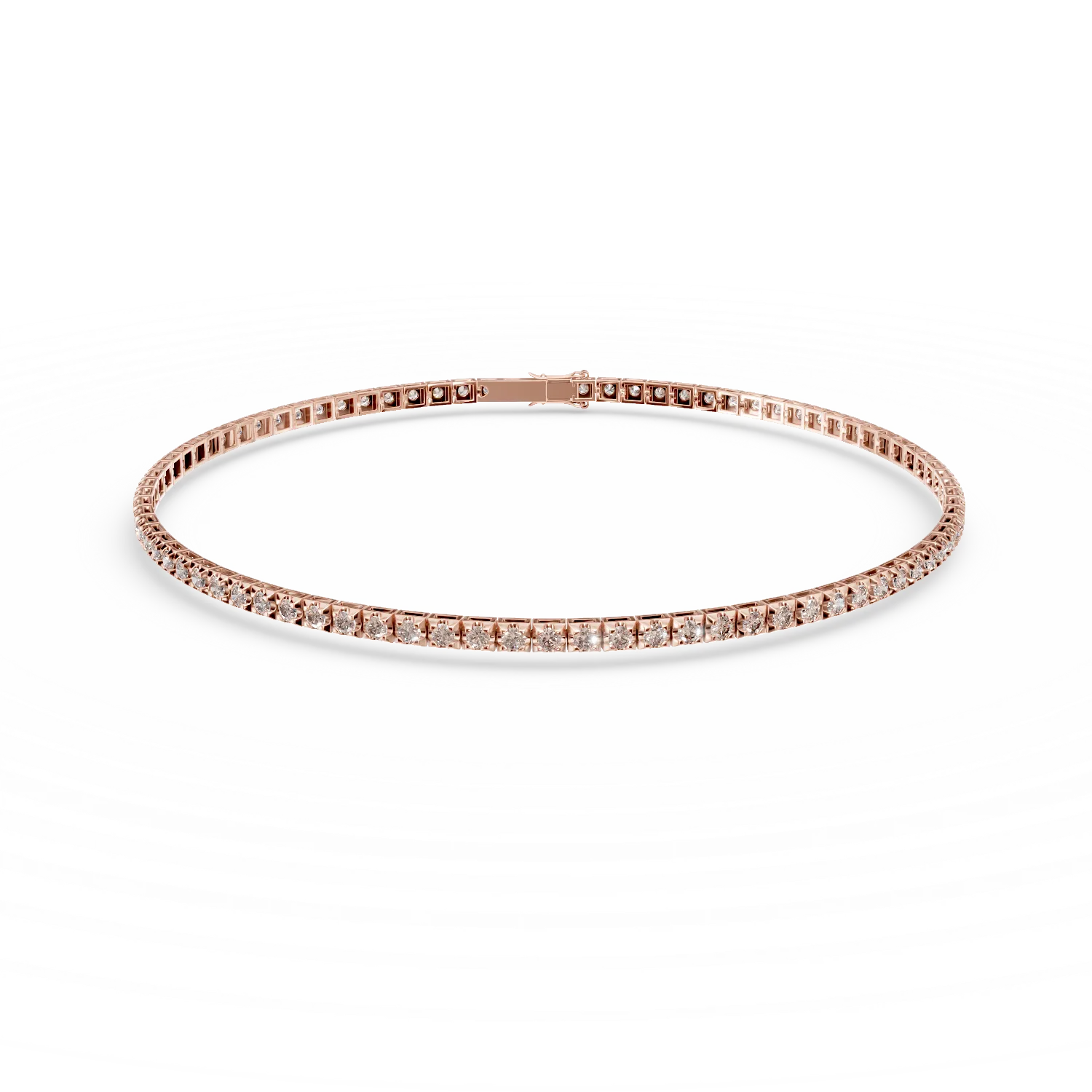 Bratara tennis din aur roz cu diamante maro de 2.25ct