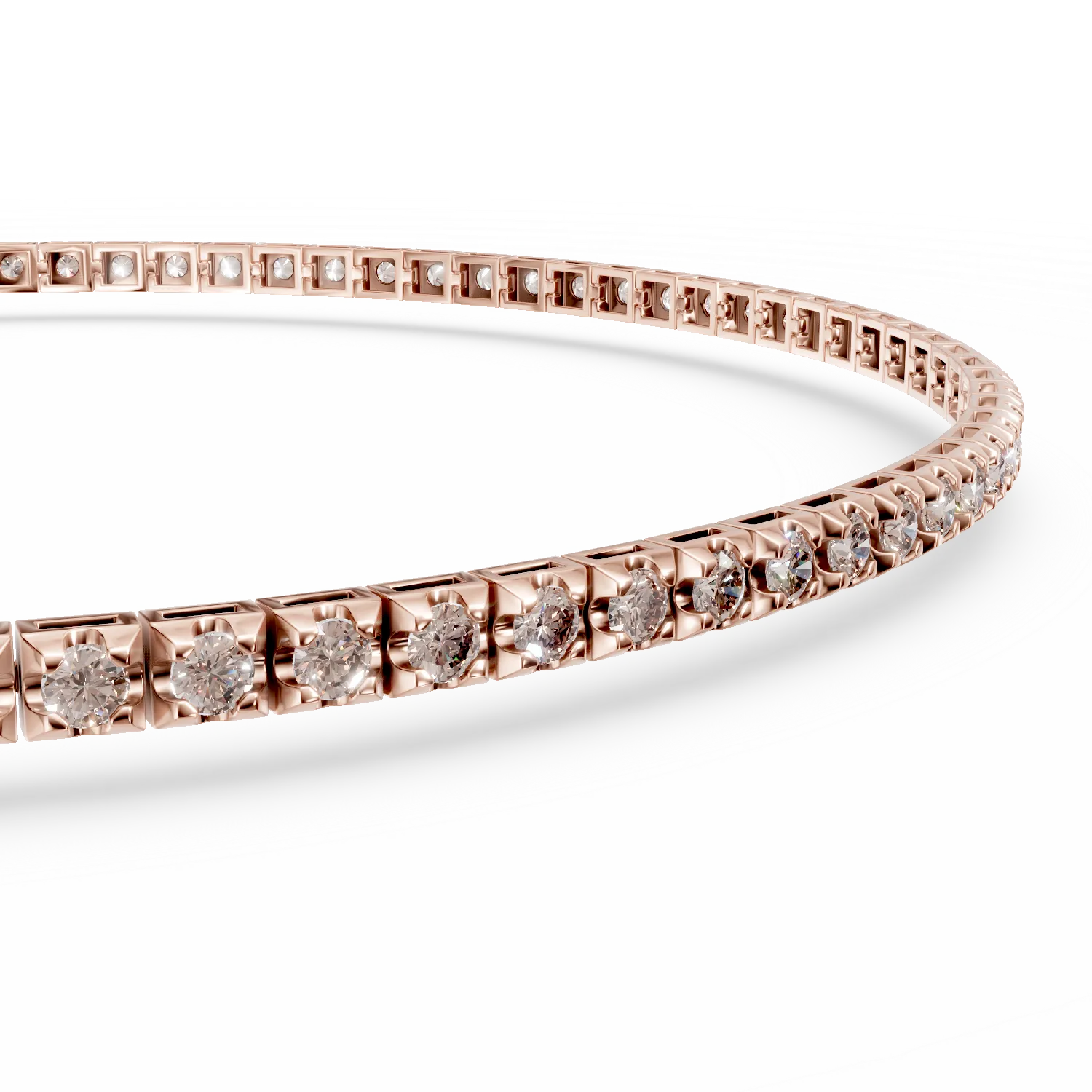 18K rose gold tennis bracelet with 2.15ct brown diamonds