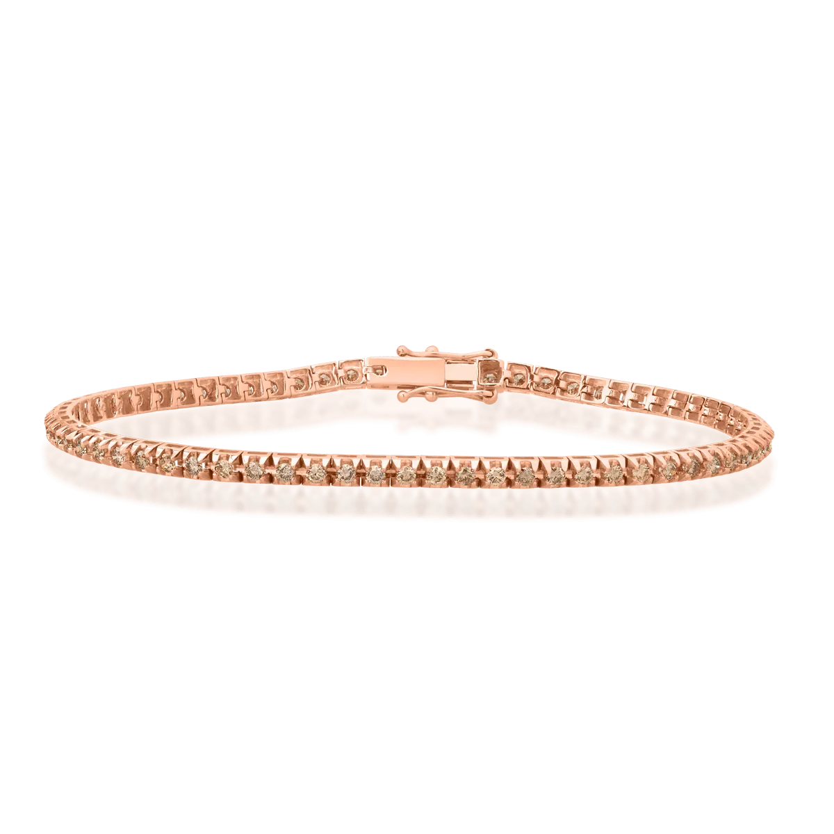 18K rose gold tennis bracelet with 2.25ct brown diamonds