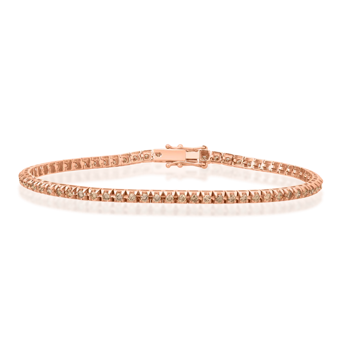 18K rose gold tennis bracelet with 2.15ct brown diamonds