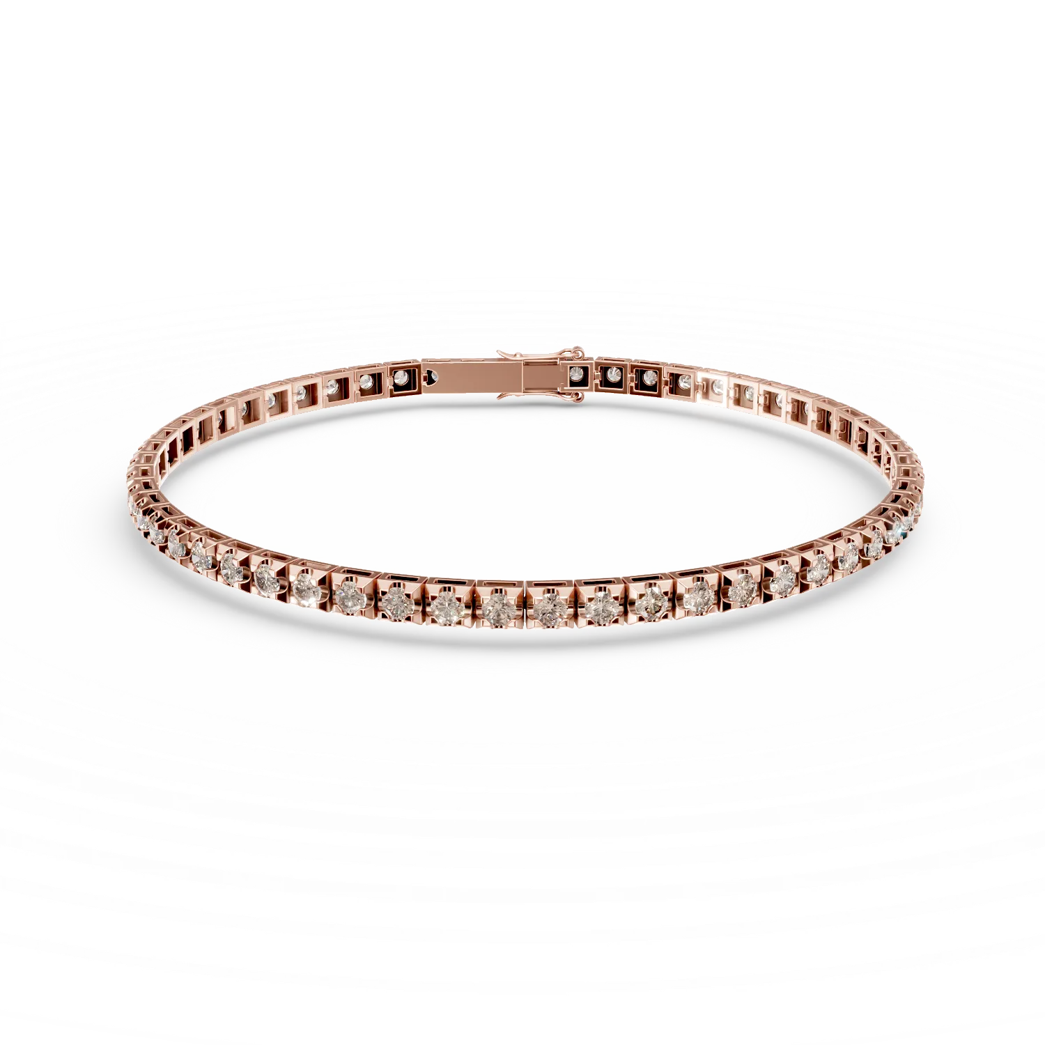 18K rose gold tennis bracelet with 3.2ct brown diamonds-53549