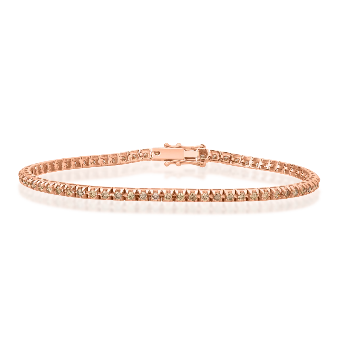 Bratara tennis din aur roz cu diamante maro de 0.78ct