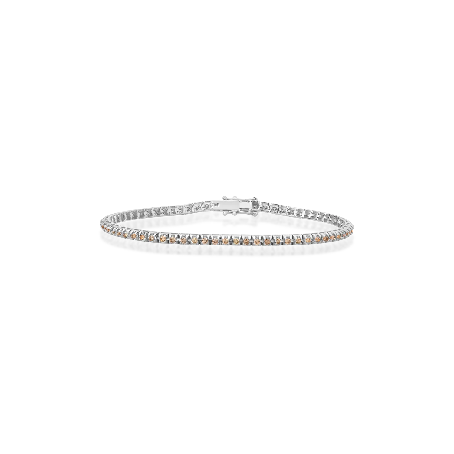 18K white gold tennis bracelet with 0.78ct brown diamonds