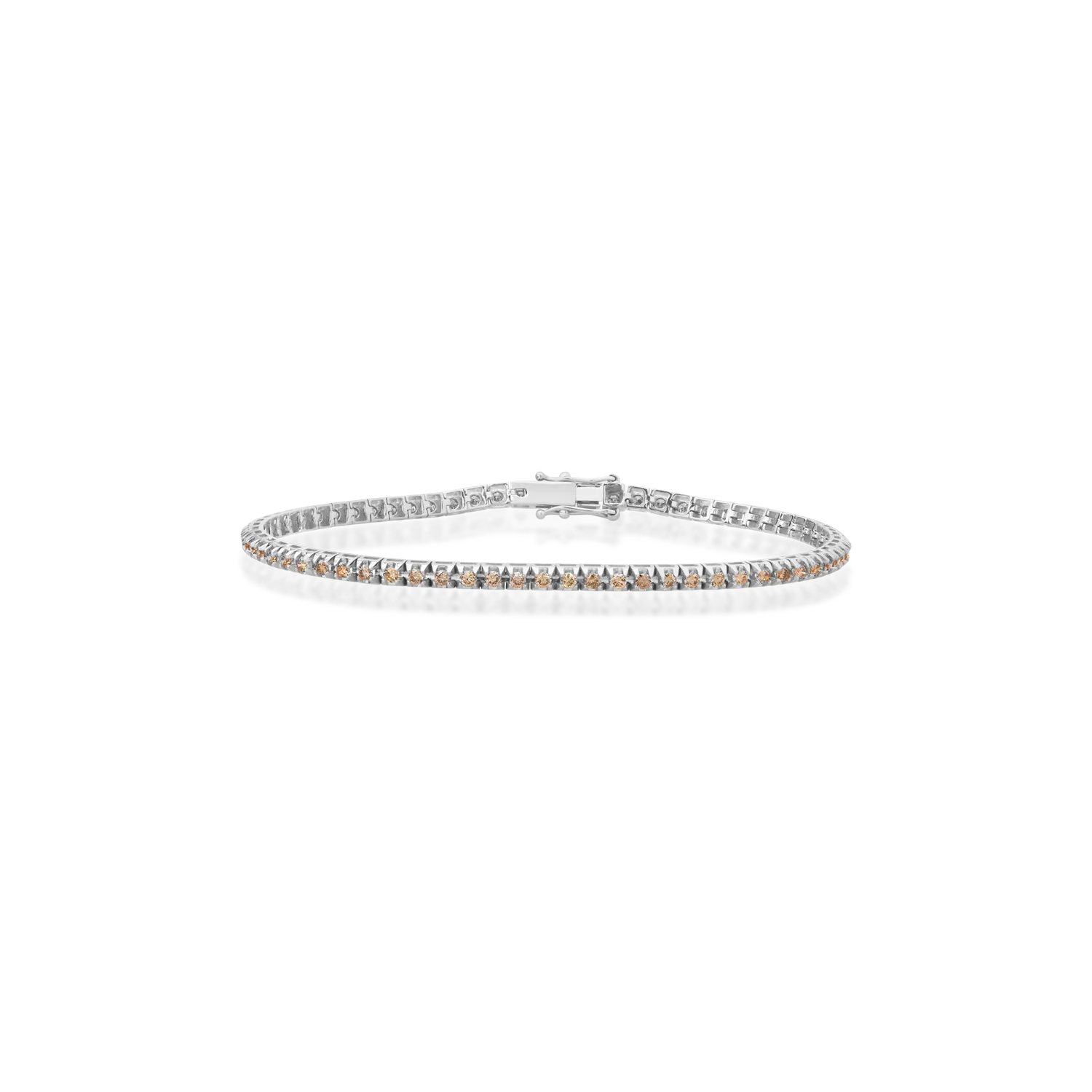 Bratara tennis din aur alb cu diamante maro de 0.78ct