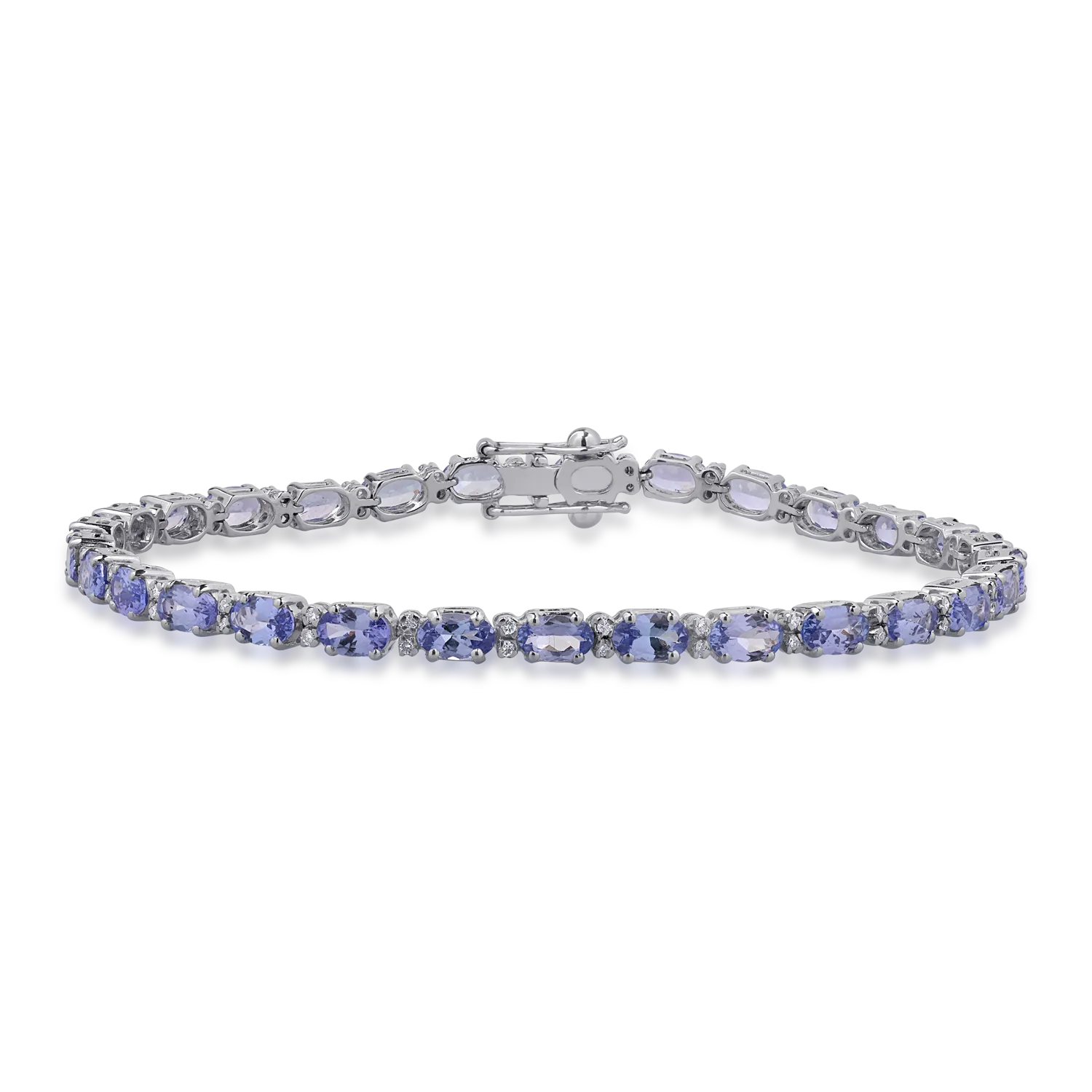 Teilor Bratara tennis din aur alb cu tanzanite ovale de 6.79ct si diamante de 0.29ct