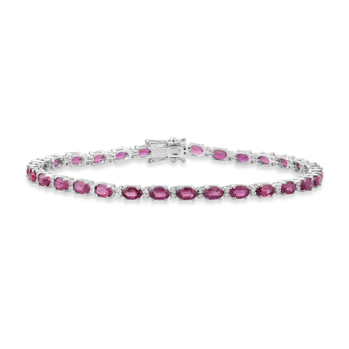 18K white gold tennis bracelet with 7.94ct rubies and 0.23ct diamonds