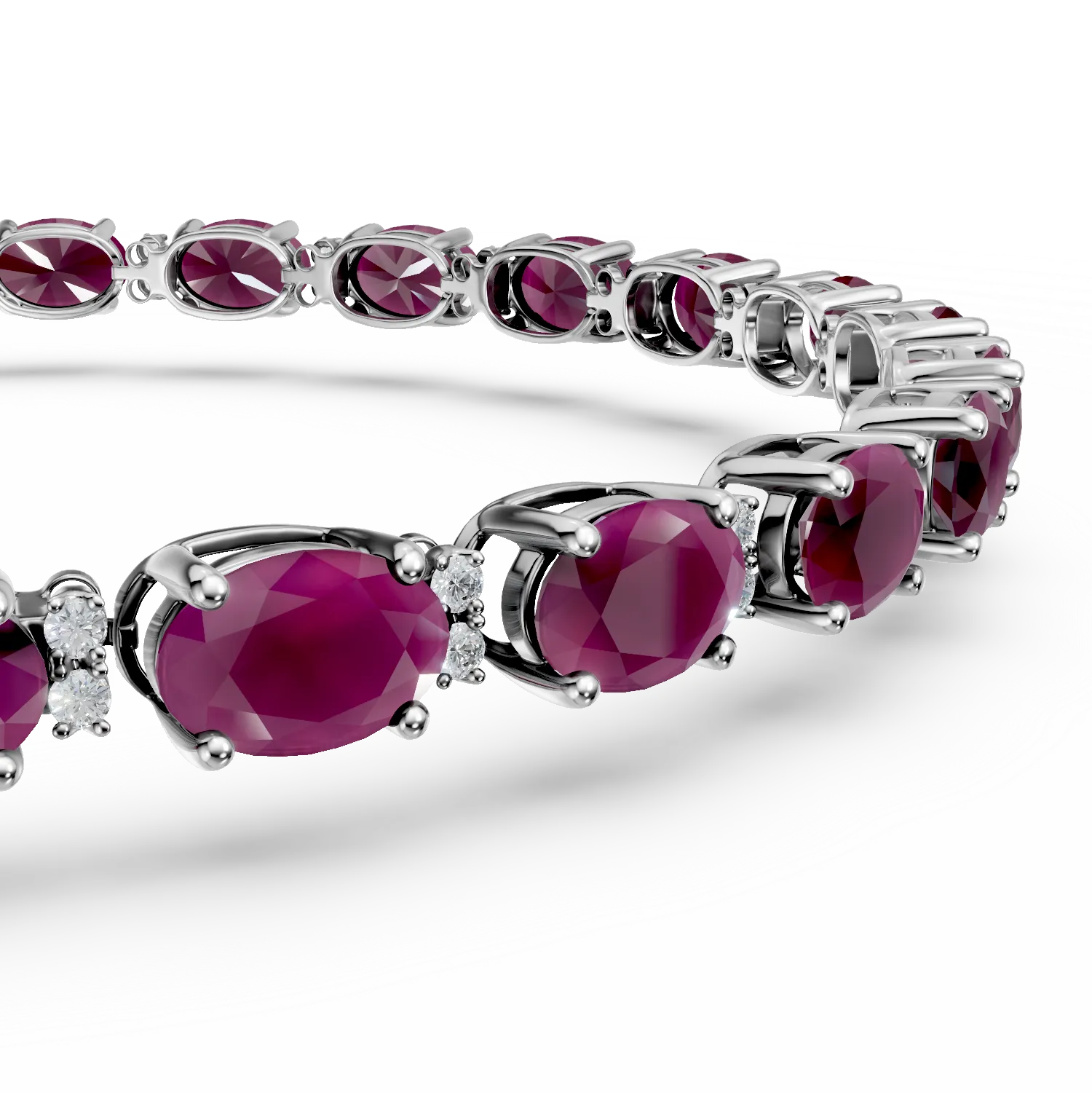 Гривна за тенис от бяло злато 18К с рубини 7.66гкт.и диманти 0.23гкт