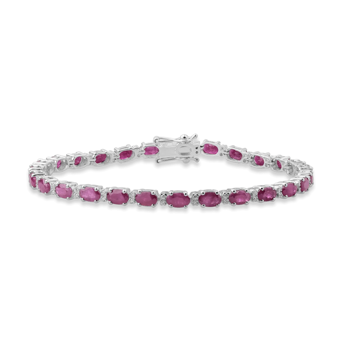 18K white gold tennis bracelet with 8.53ct rubies and 0.26ct diamonds