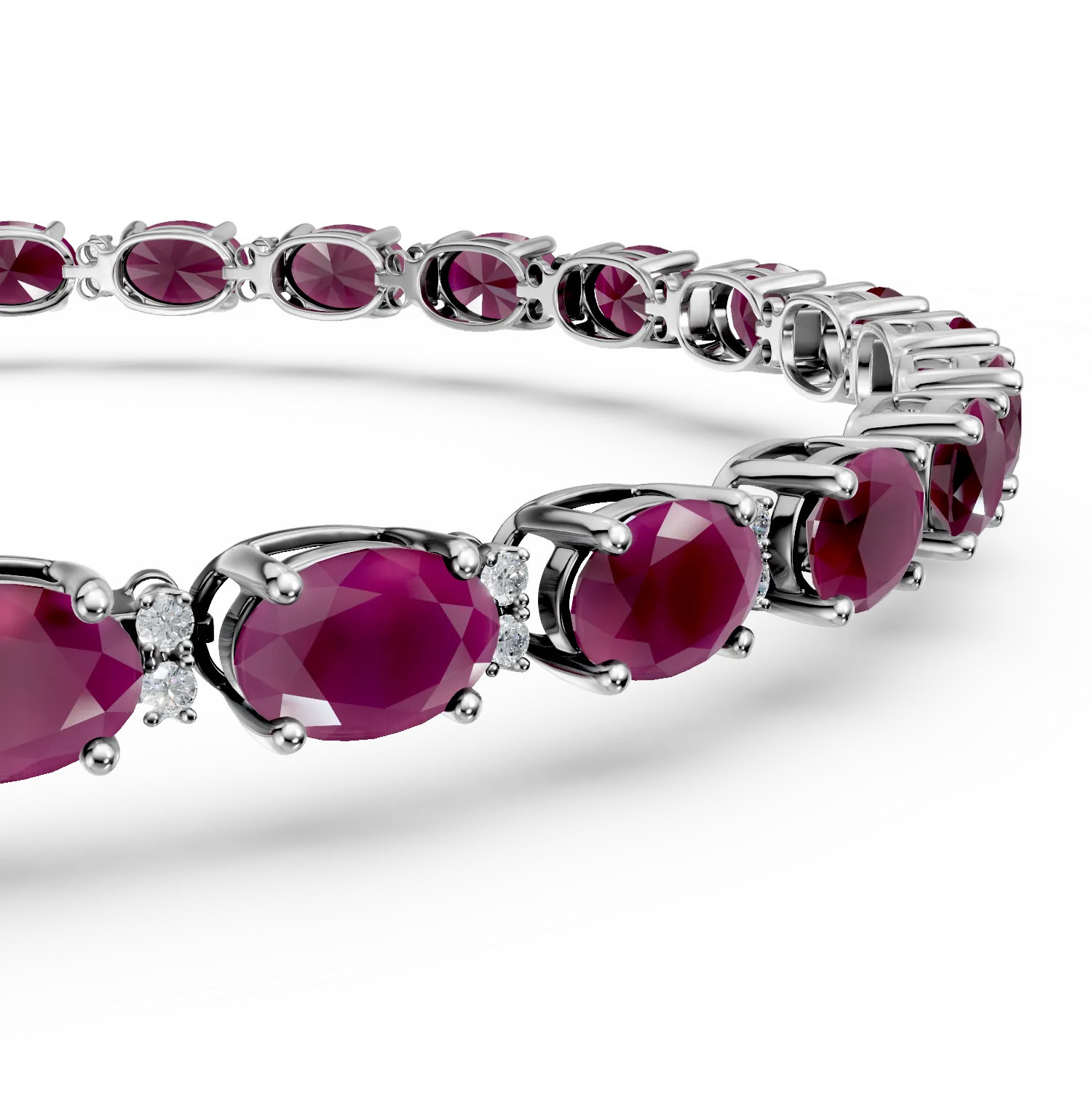 Гривна за тенис от 18K бяло злато с 8.53ct рубини и 0.26ct диаманти