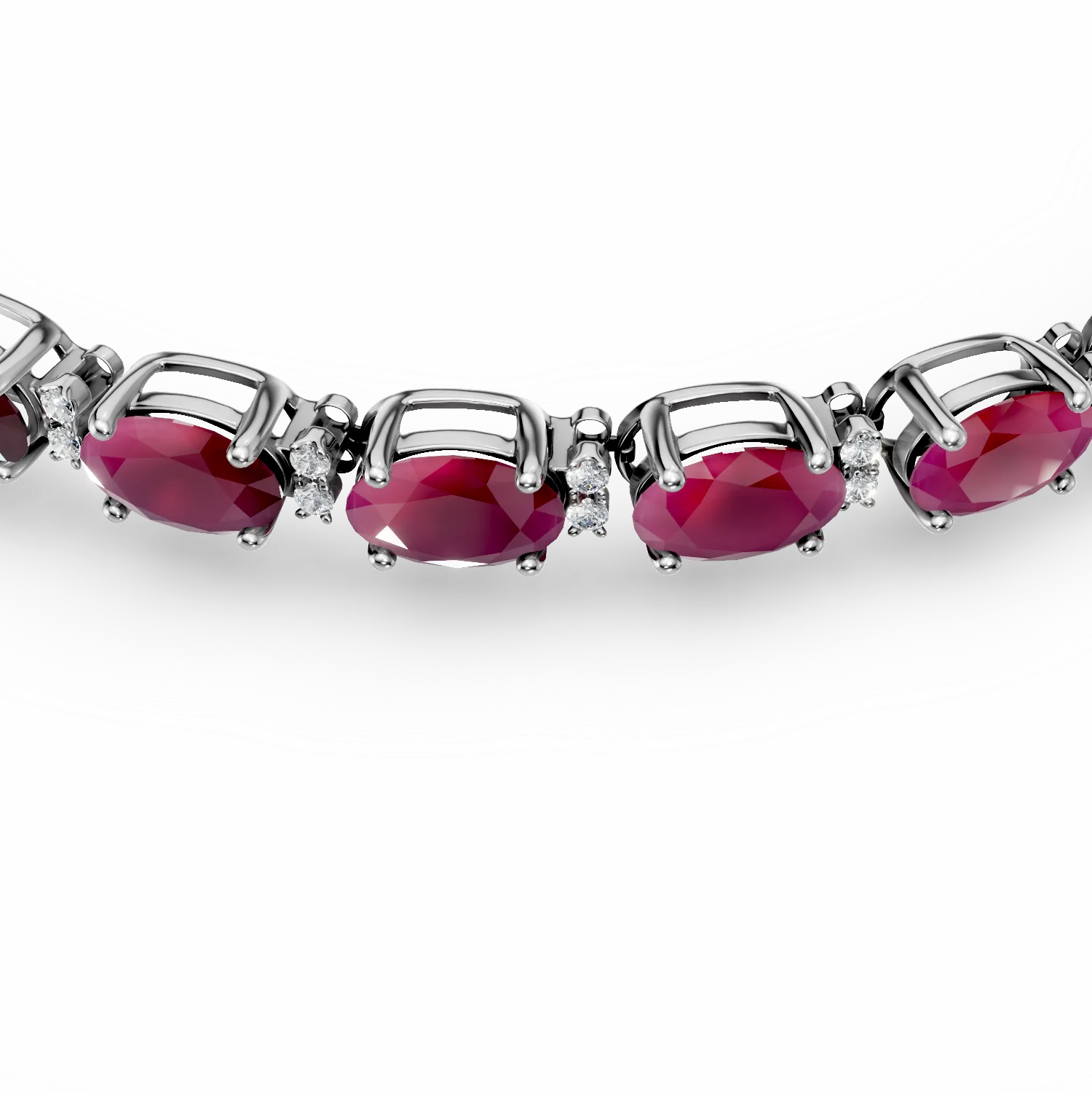 Гривна за тенис от 18K бяло злато с 8.53ct рубини и 0.26ct диаманти