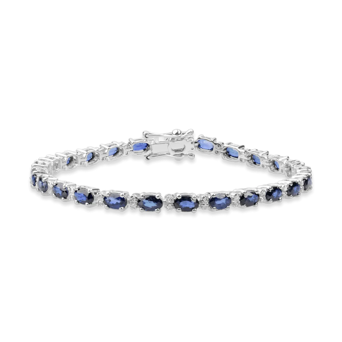 18K white gold bracelet with 8.73ct treated sapphires and 0.27ct diamonds