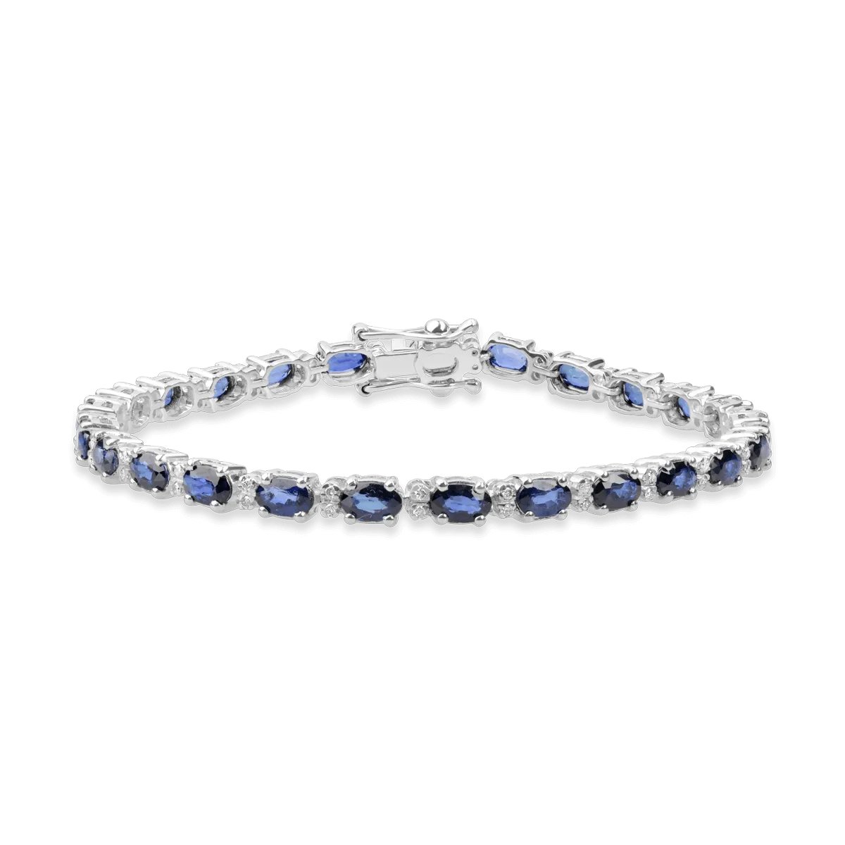 Bratara tennis din aur alb de 18K cu safire de 8.73ct si diamante de 0.27ct-108009