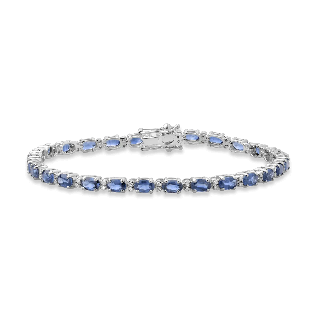 14K white gold tennis bracelet with 8.07ct sapphires and 0.26ct diamonds