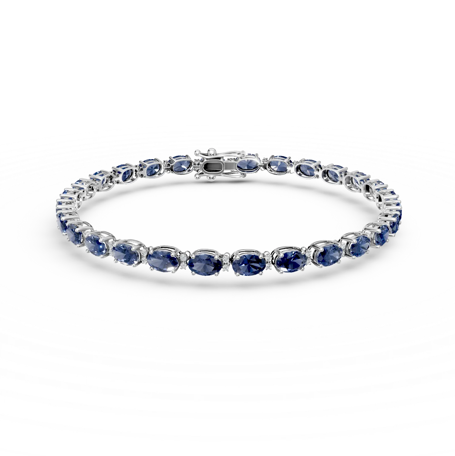 Bratara din aur alb cu safire ovale de 8.17ct si diamante de 0.26ct