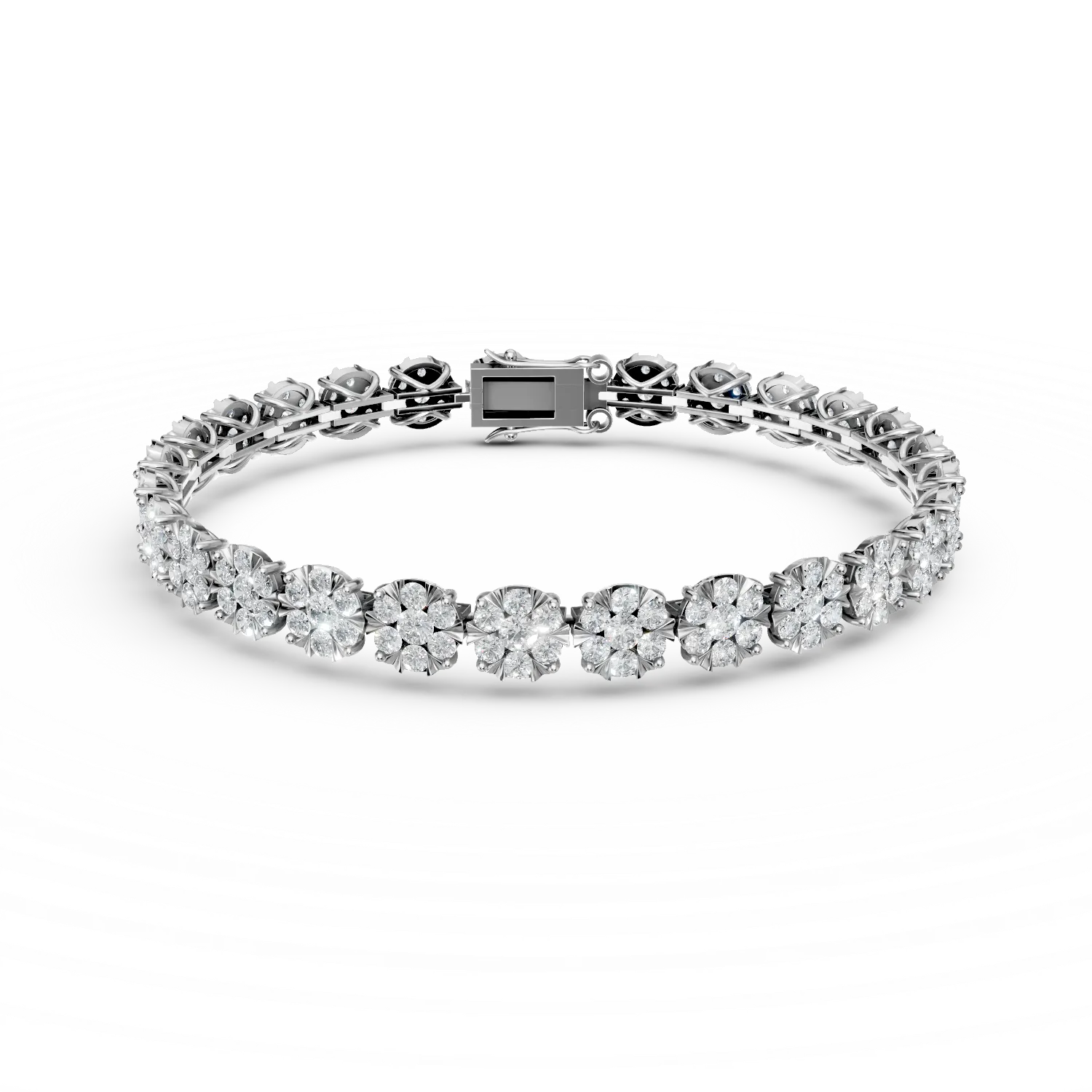 Bratara tennis din aur alb cu diamante de 5ct