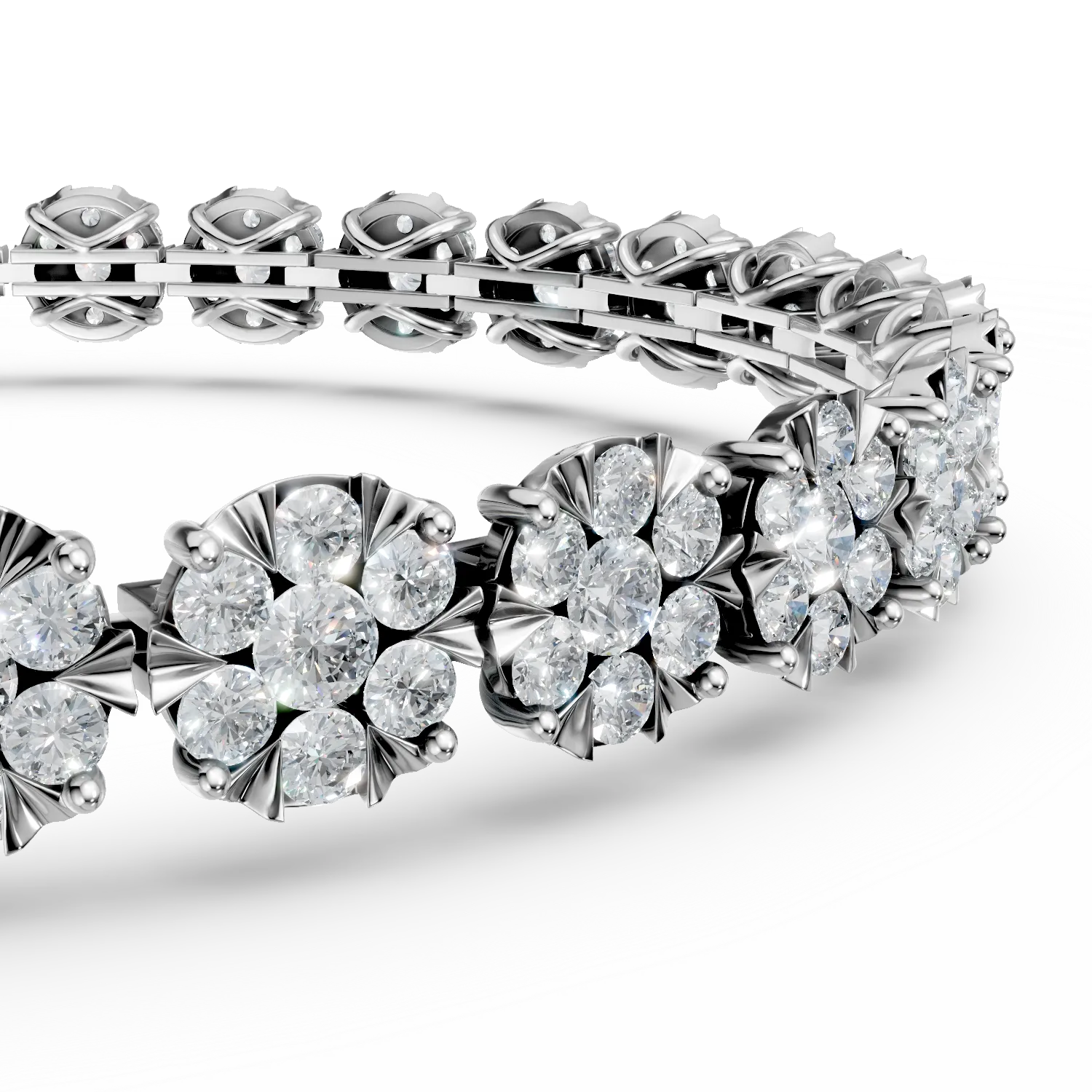 Bratara tennis din aur alb cu diamante de 5ct