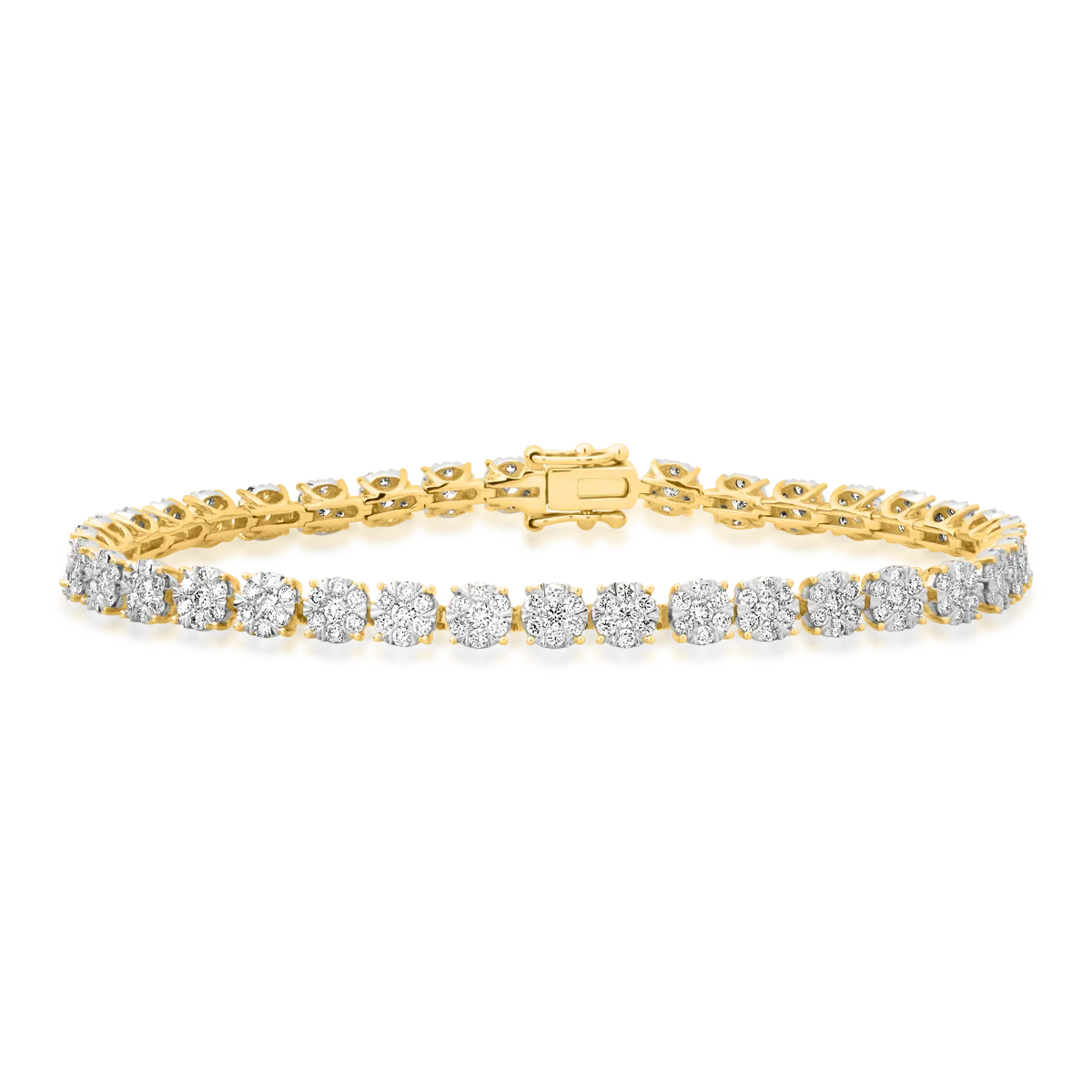 18K yellow gold tennis bracelet with 3ct diamonds