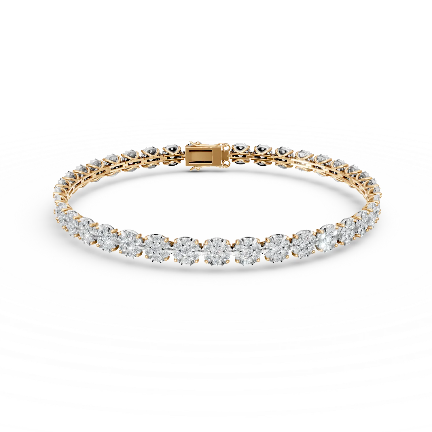 Bratara tennis din aur galben cu diamante de 3ct